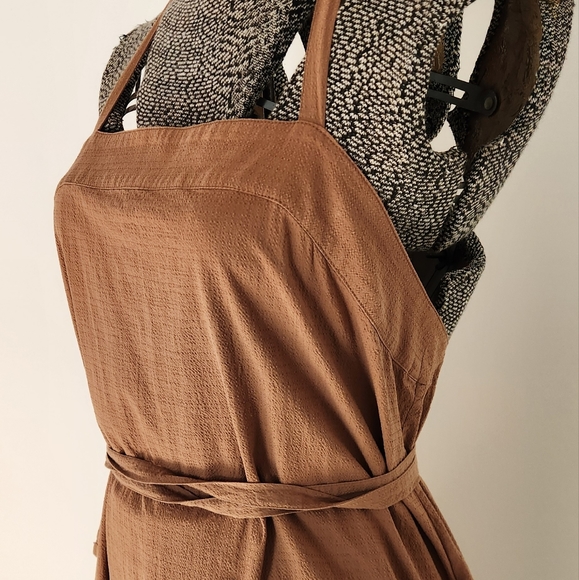 Everlane Cotton Pinafore Backless Dress Brown Sz 8 - Picture 6 of 14